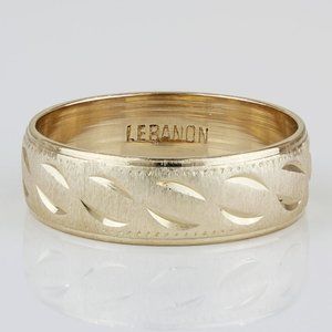 Vintage 14k Yellow Gold Etched Marriage Wedding Band Ring by Allison Kaufman